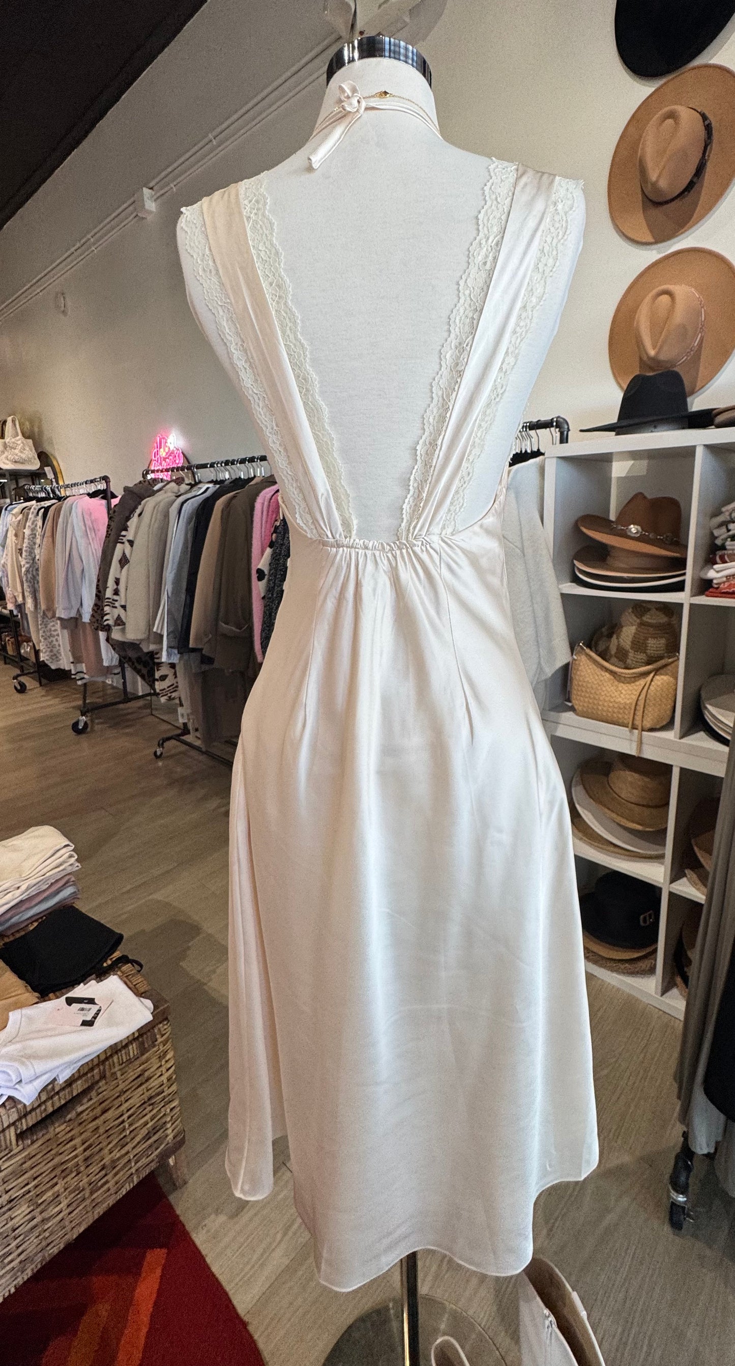 Boho Romance Satin Lace Midi Dress