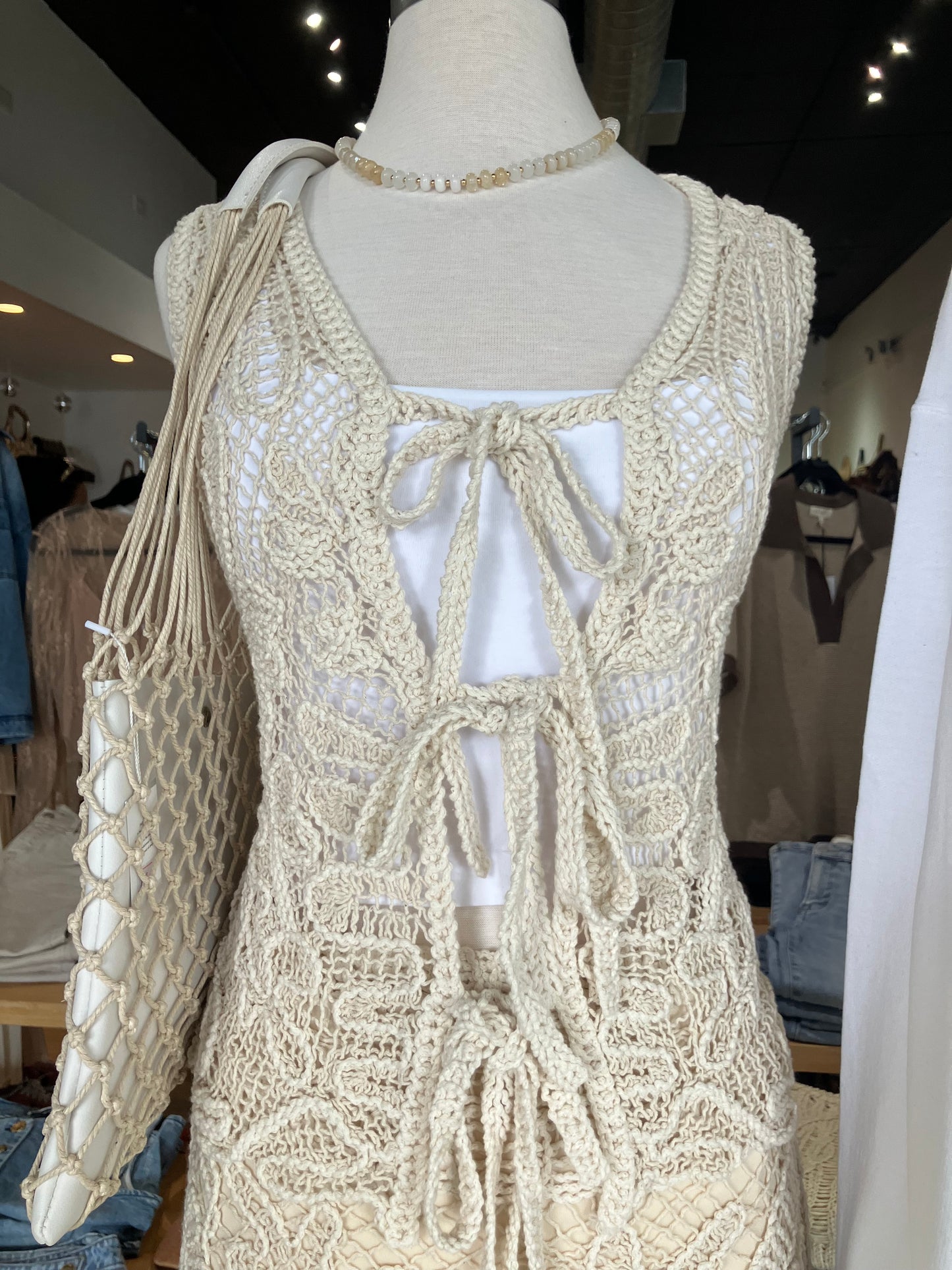 Weaved Boho Beach Tie Tank Top