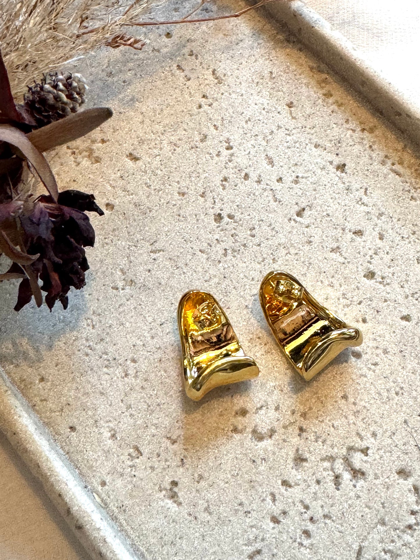 Large Half Hoop Gold Earrings