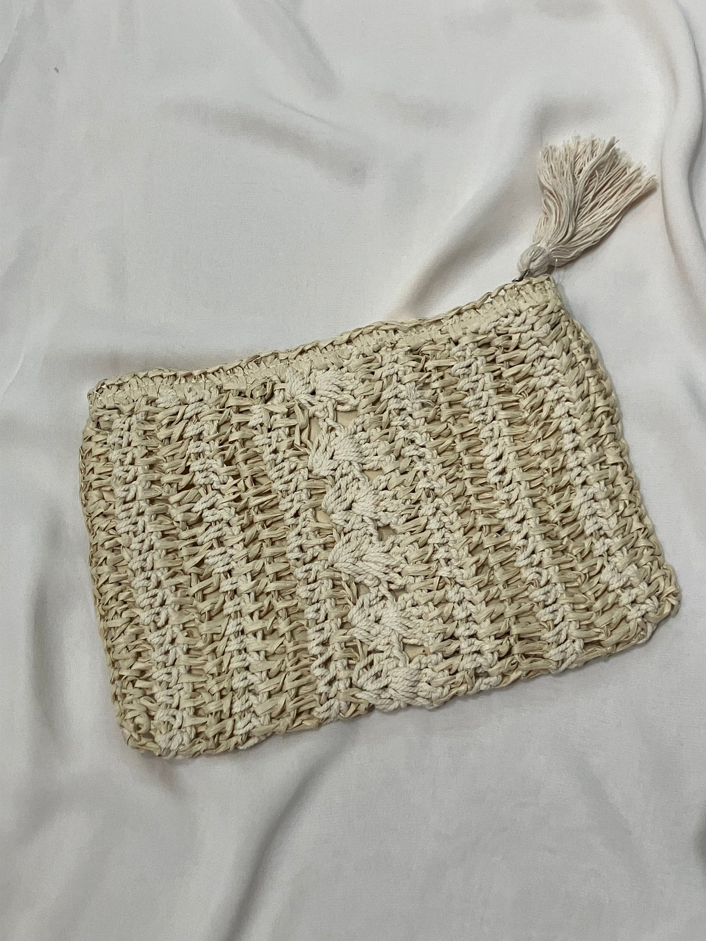 Ivory Weave Clutch Bag