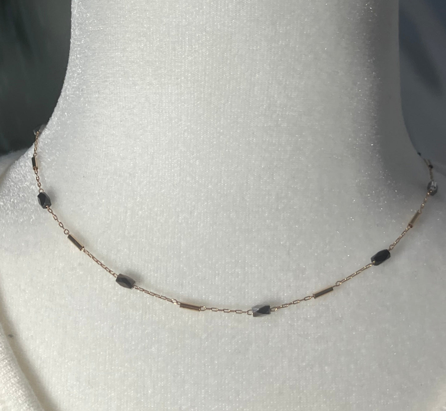 Dainty Dark Beaded Necklace