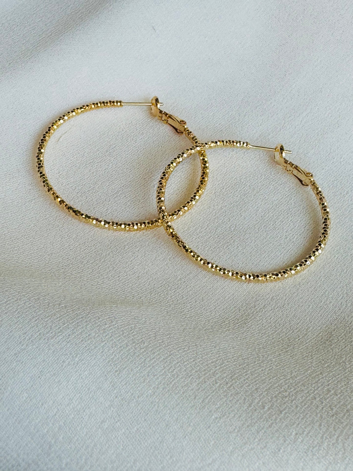 Textured Shine 14k Gold Dipped Hoops