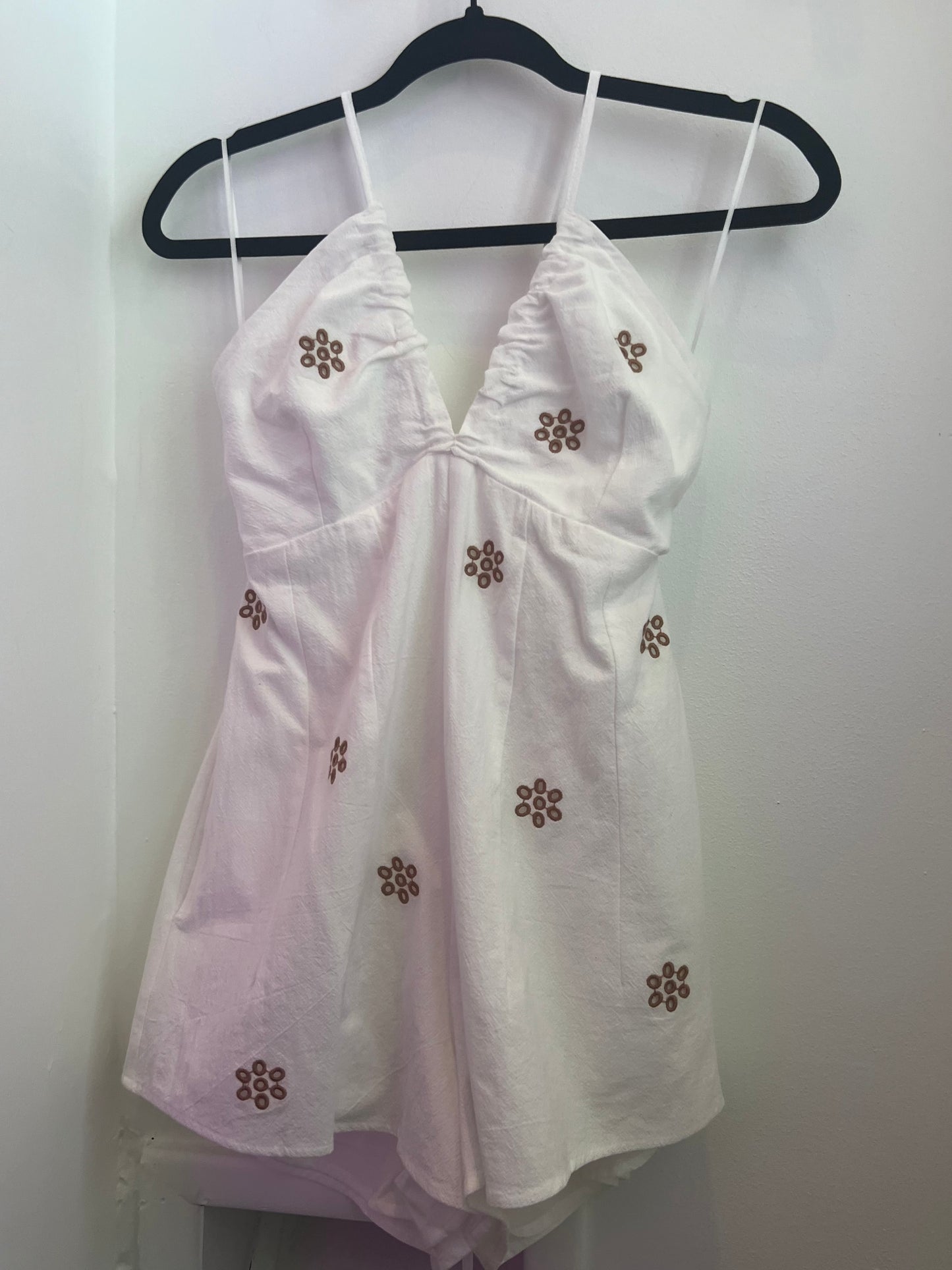 Embroidered Flower Romper