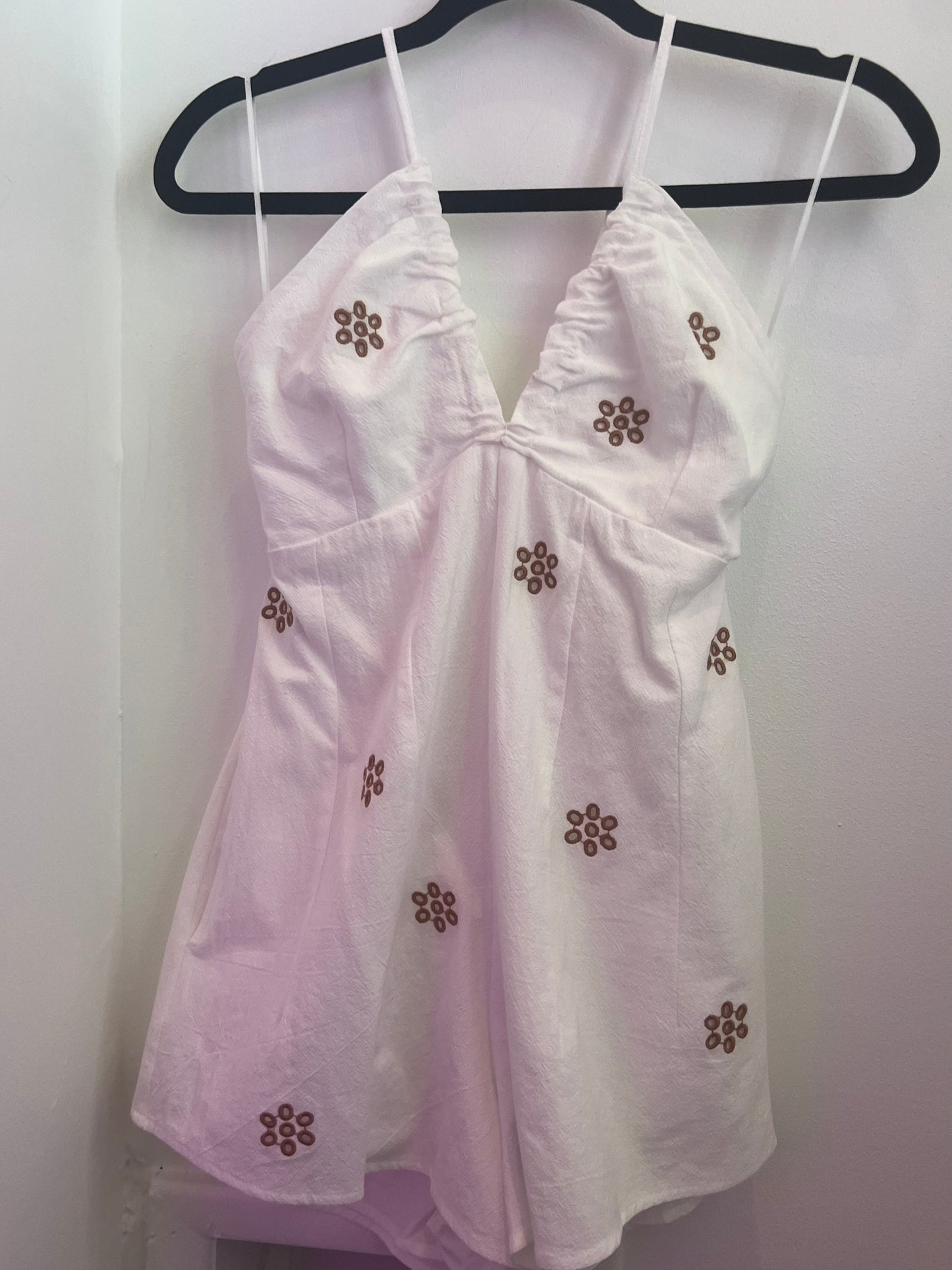 Embroidered Flower Romper