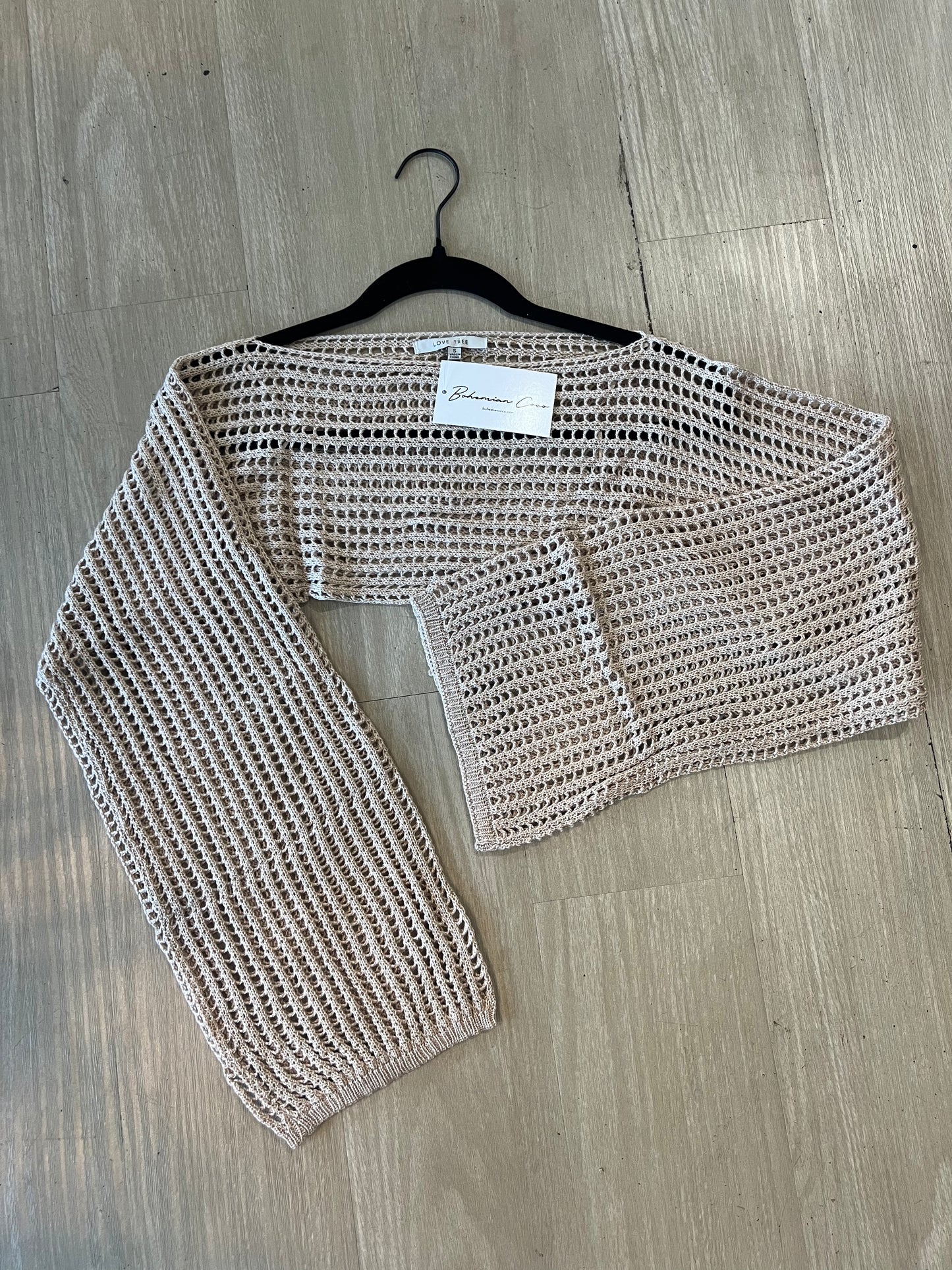 Beige Cropped Knit Sweater