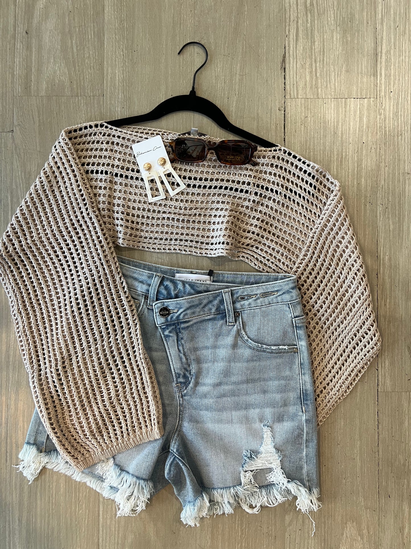 Beige Cropped Knit Sweater