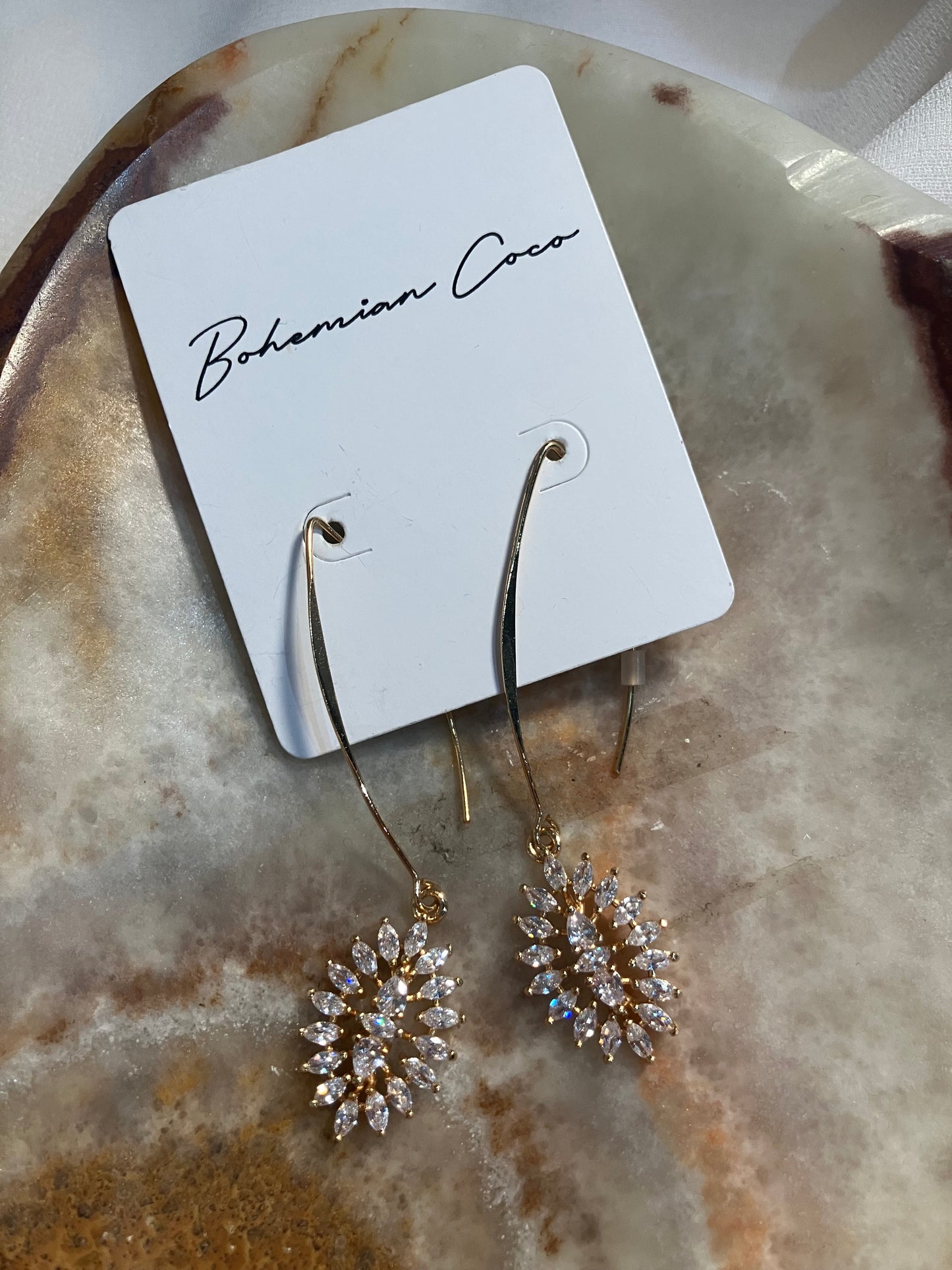 Shimmer Drop Gold Earrings