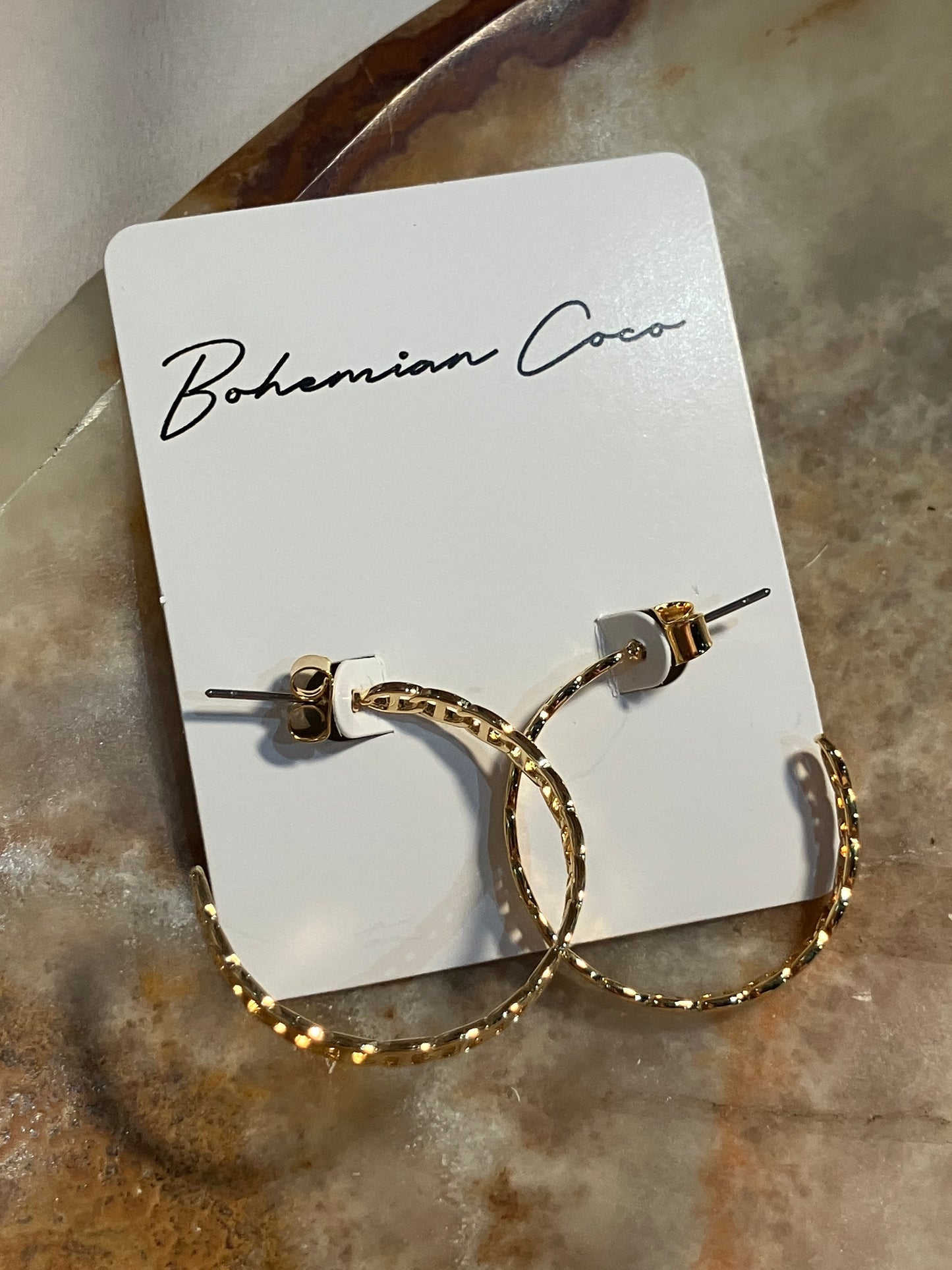 Open Twist Midi Hoops - 14K gold Dipped