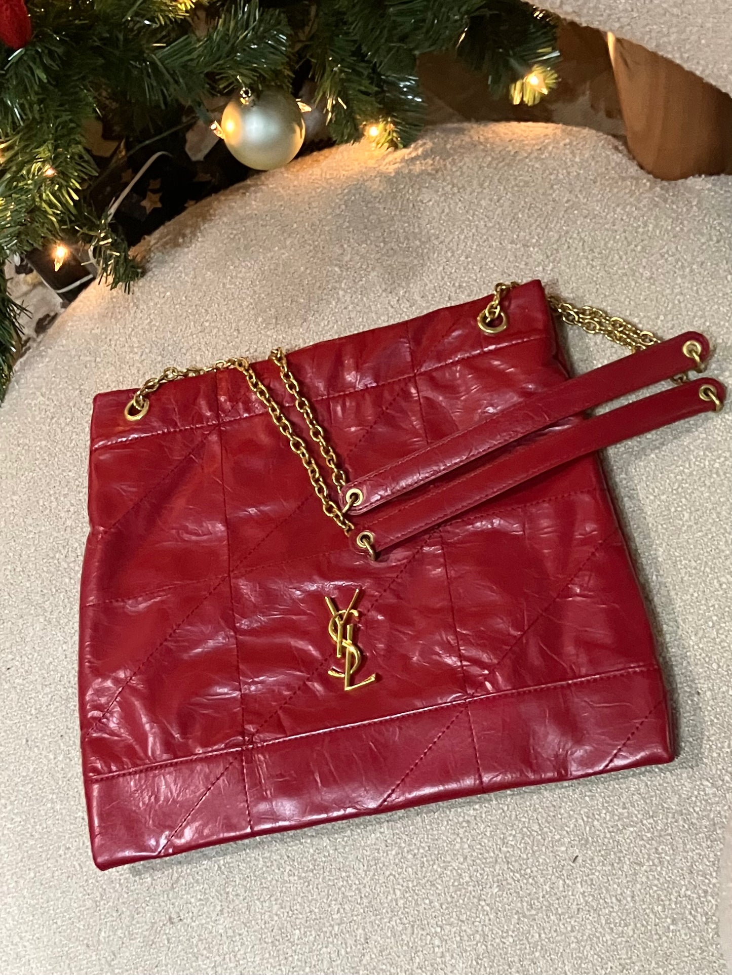 Metal Letter Engraved Leather Shoulder Bag