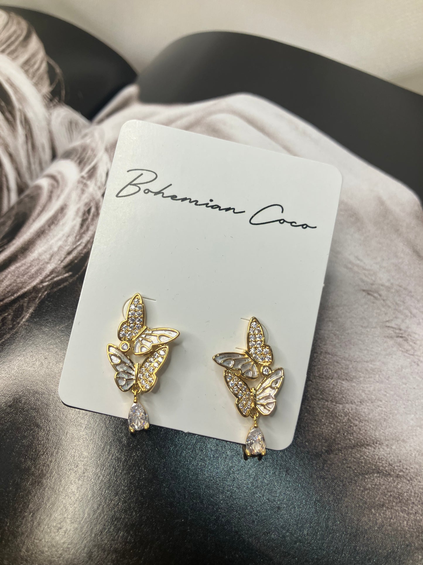 Butterfly Dangle Gold Filled Earrings