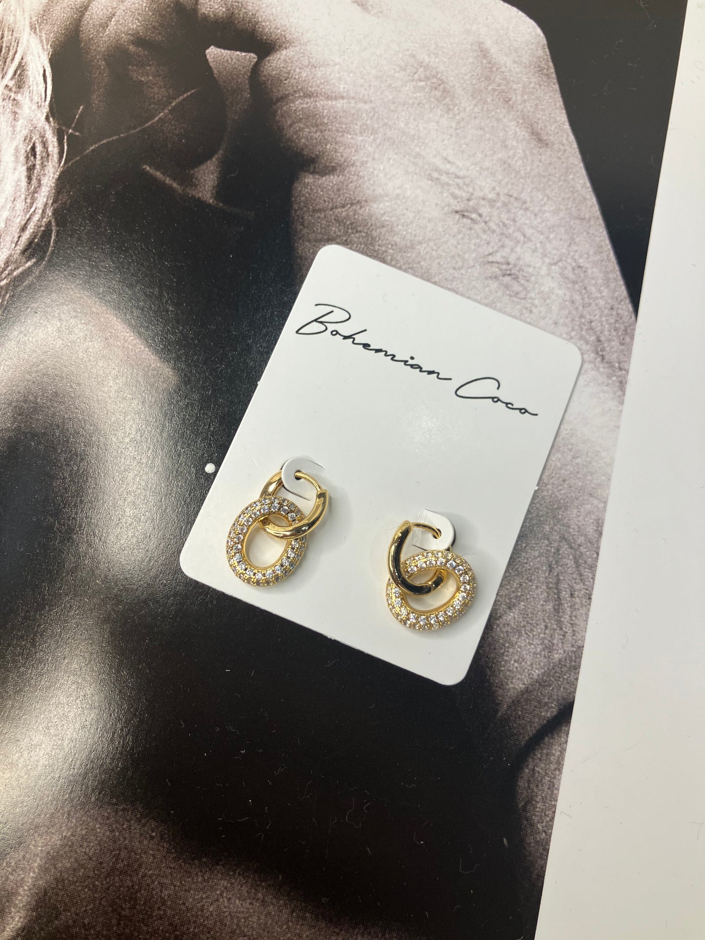 Bedazzled Chain Drop Gold Filled Earrings