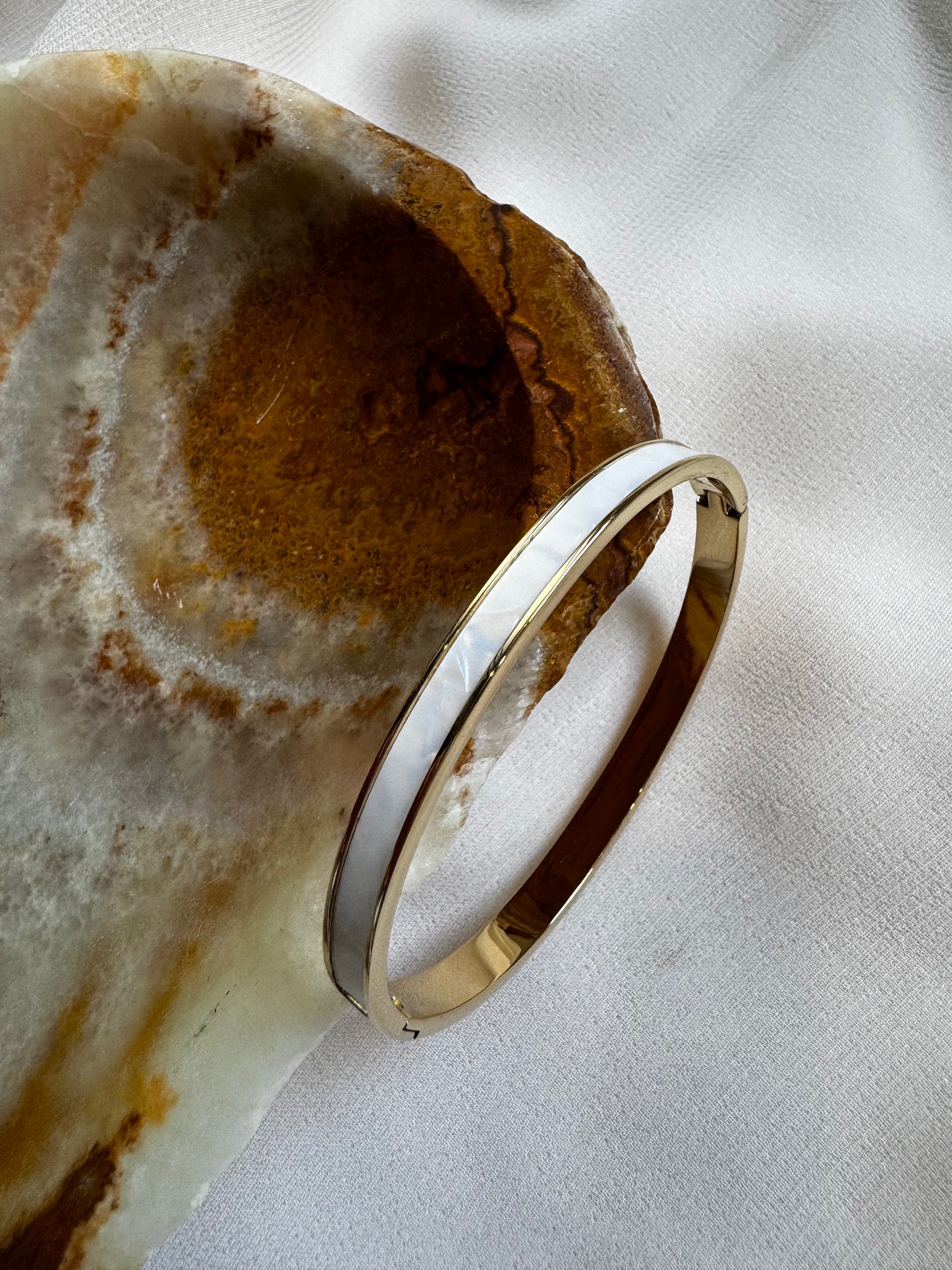 Stainless Steel White Bangle Bracelet