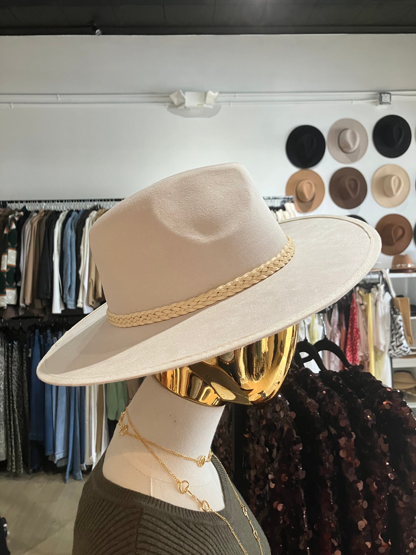 Braided Felt Wide Brimmed Hat