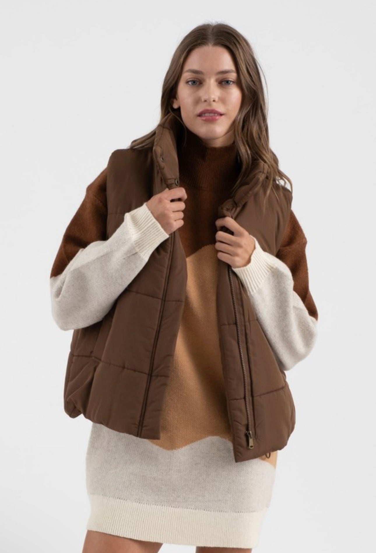 Maple Color block Knit Sweater Dress