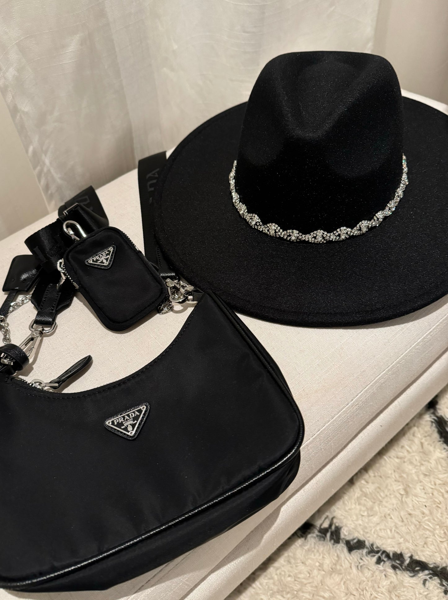 Rhinestone Wide Brim Hat