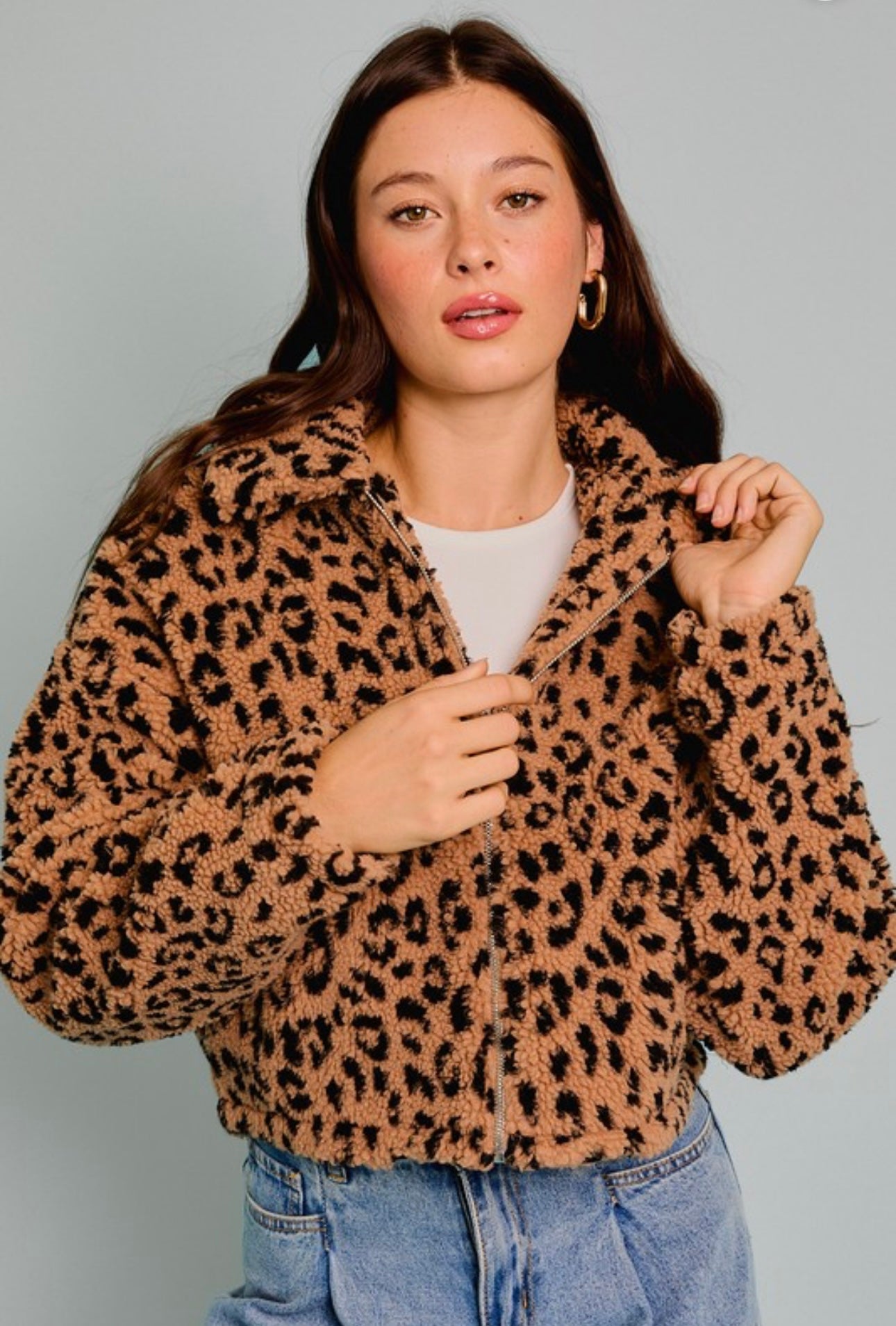 Bold And Beautiful Leopard Print Sherpa Jacket