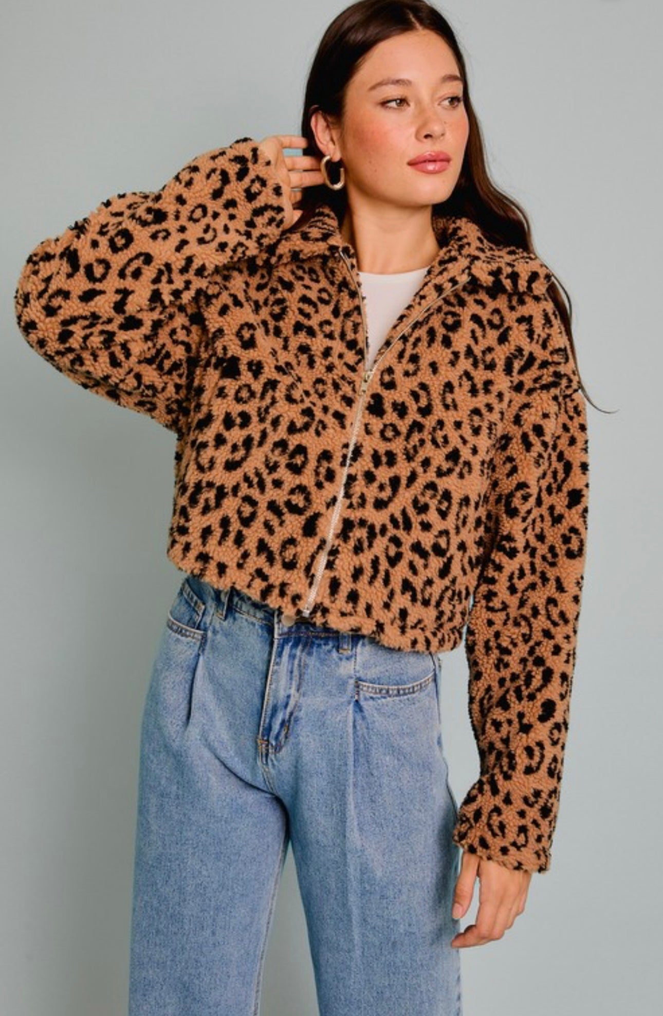 Bold And Beautiful Leopard Print Sherpa Jacket