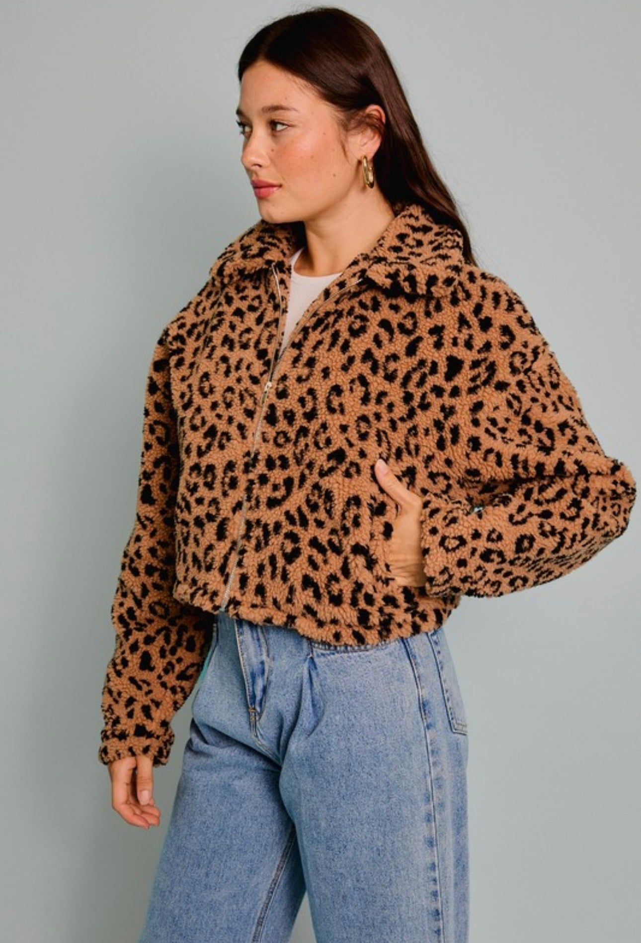 Bold And Beautiful Leopard Print Sherpa Jacket