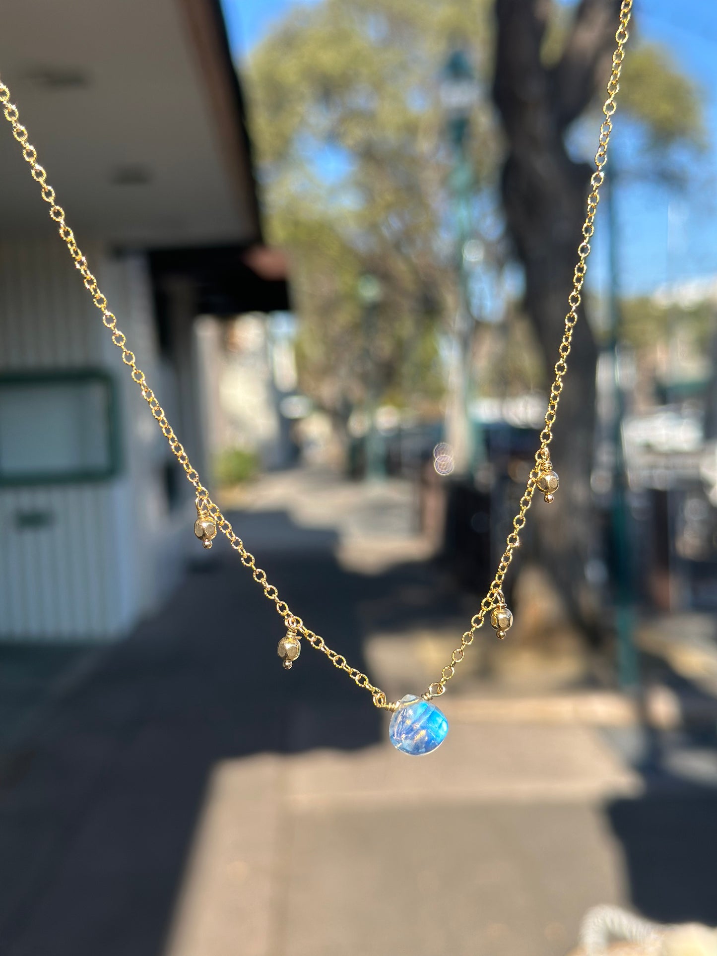 Gold Moonstone Charm necklace