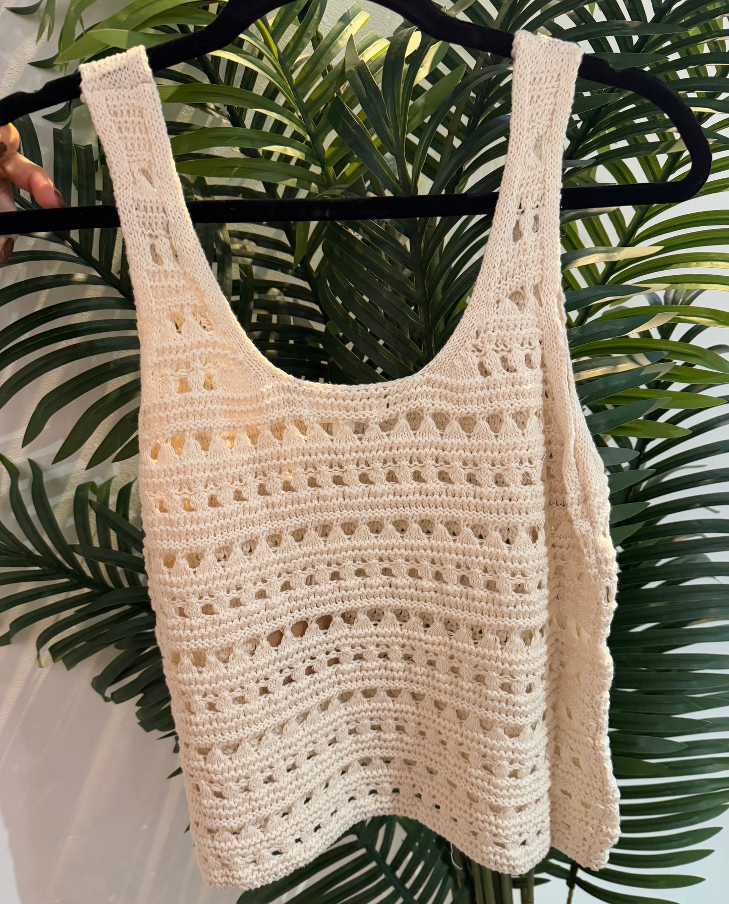 Creamy Crochet Knit Tank