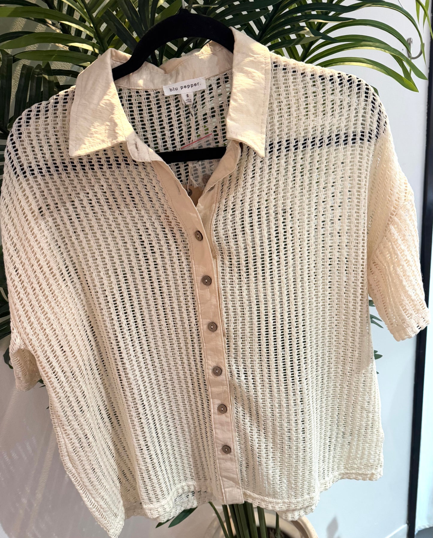 Threaded Elegance Sheer Button Down
