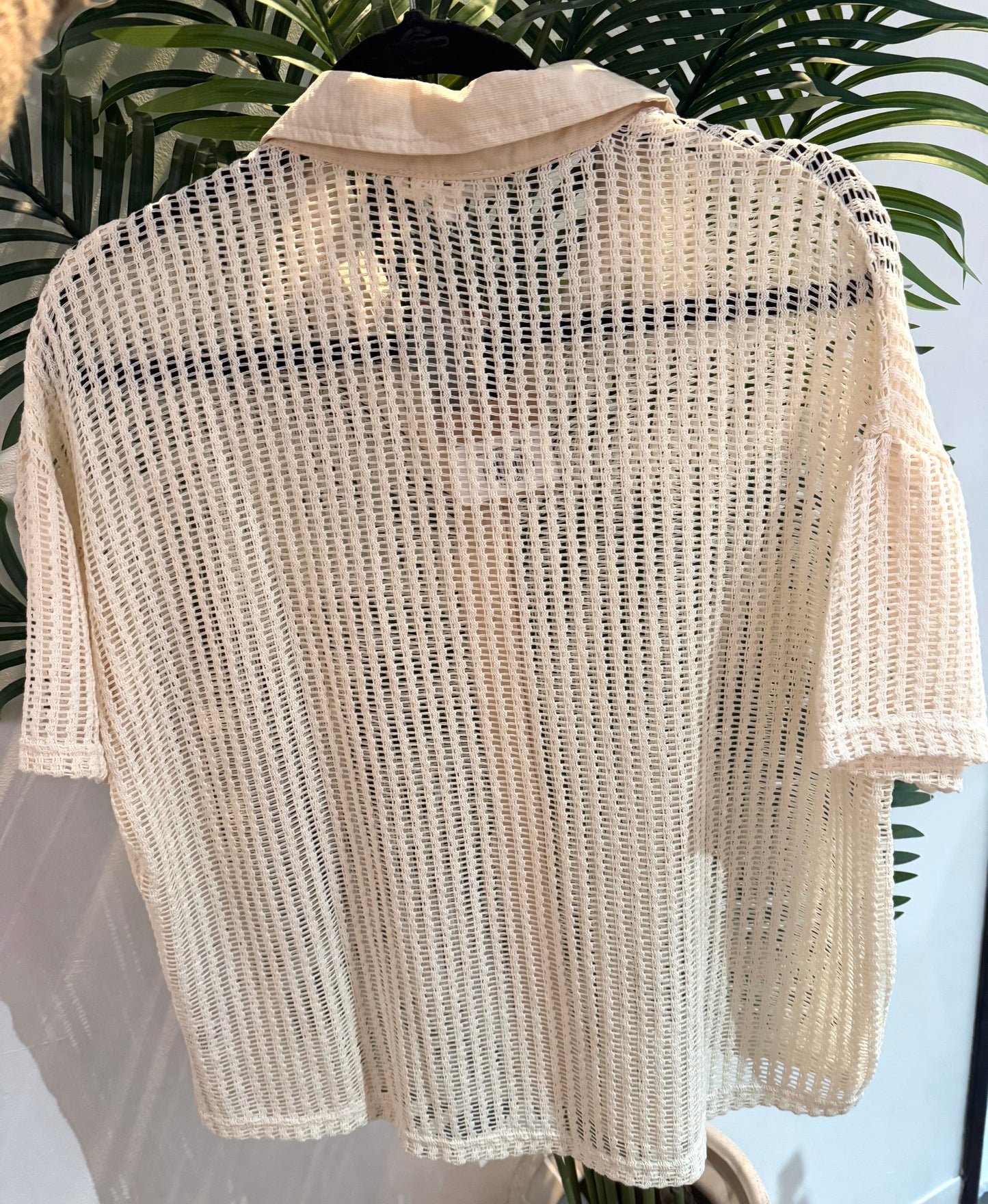 Threaded Elegance Sheer Button Down