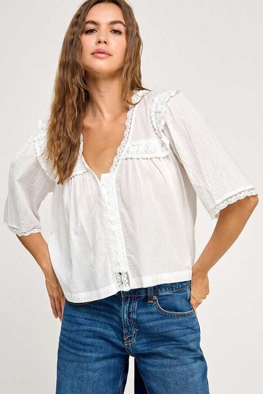 Luna Lace V-Neck Top