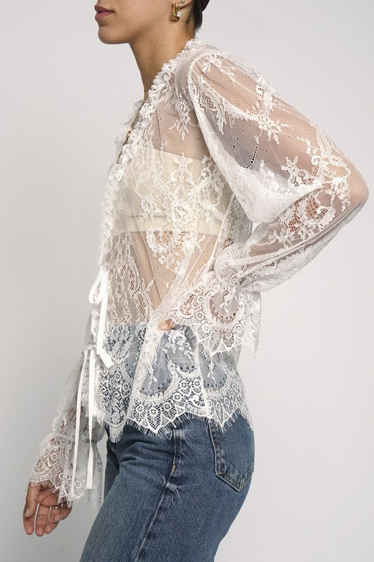 Boho Romance Lace Tie Blouse