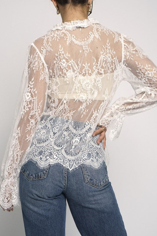 Boho Romance Lace Tie Blouse