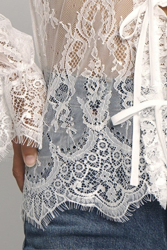 Boho Romance Lace Tie Blouse