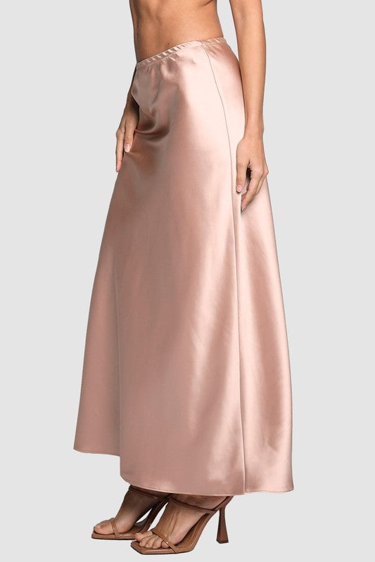 Pull-On Satin Maxi Skirt