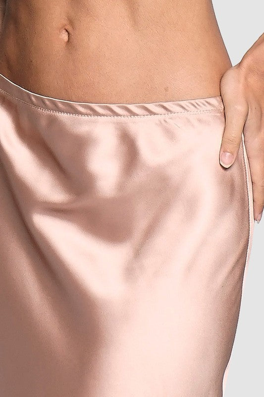 Pull-On Satin Maxi Skirt
