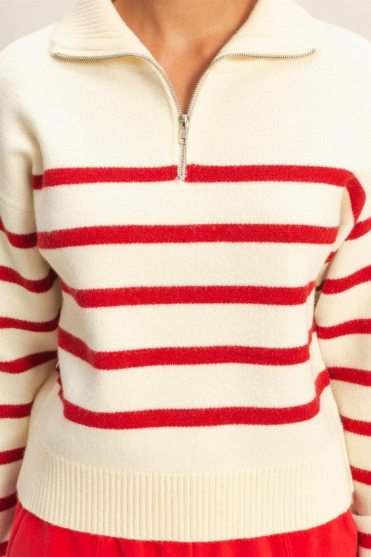 Candy Cane Cutie Half Zip Pullover Sweater