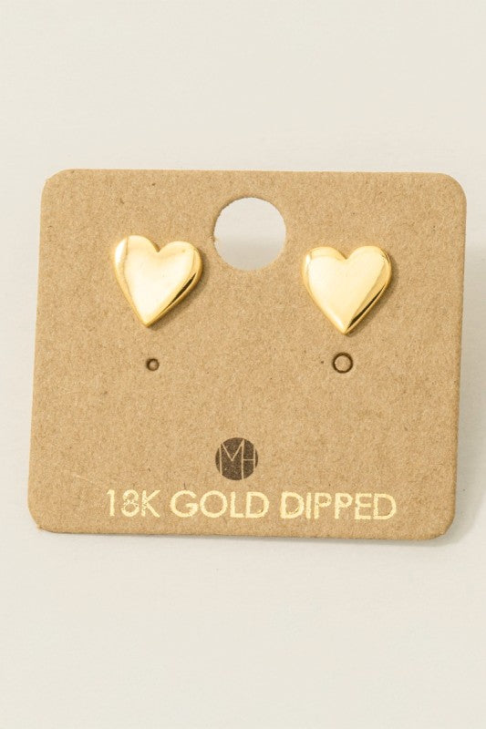 Gold Dipped Mini Heart Stud Earrings