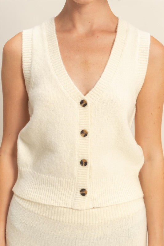 Soft Ivory Buttoned Midi Set