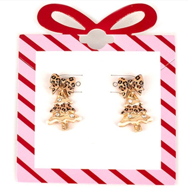 Leopard Christmas Tree Earring