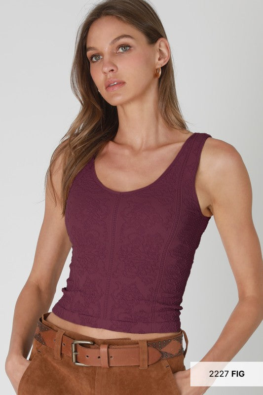 Round Neck Reversible Lace Top