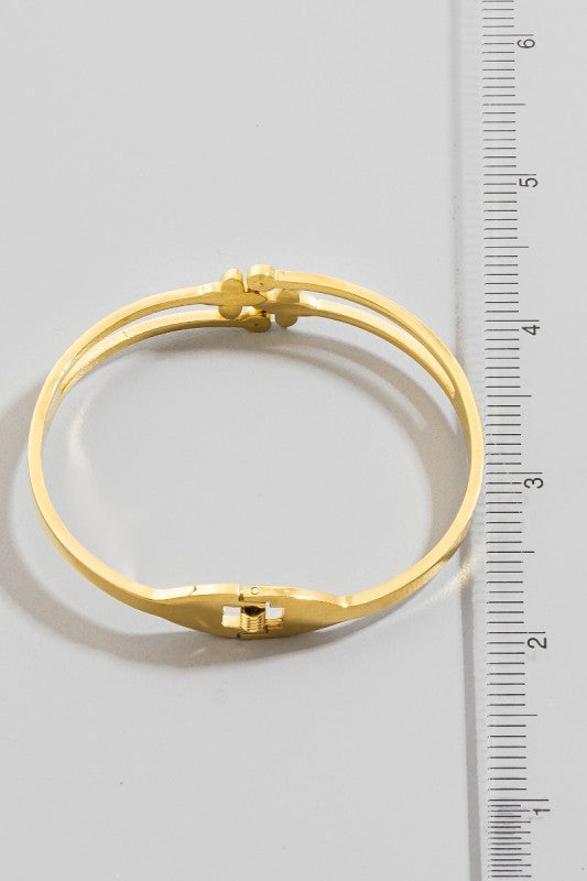 Lucky Duo Clover Hinged Bangle
