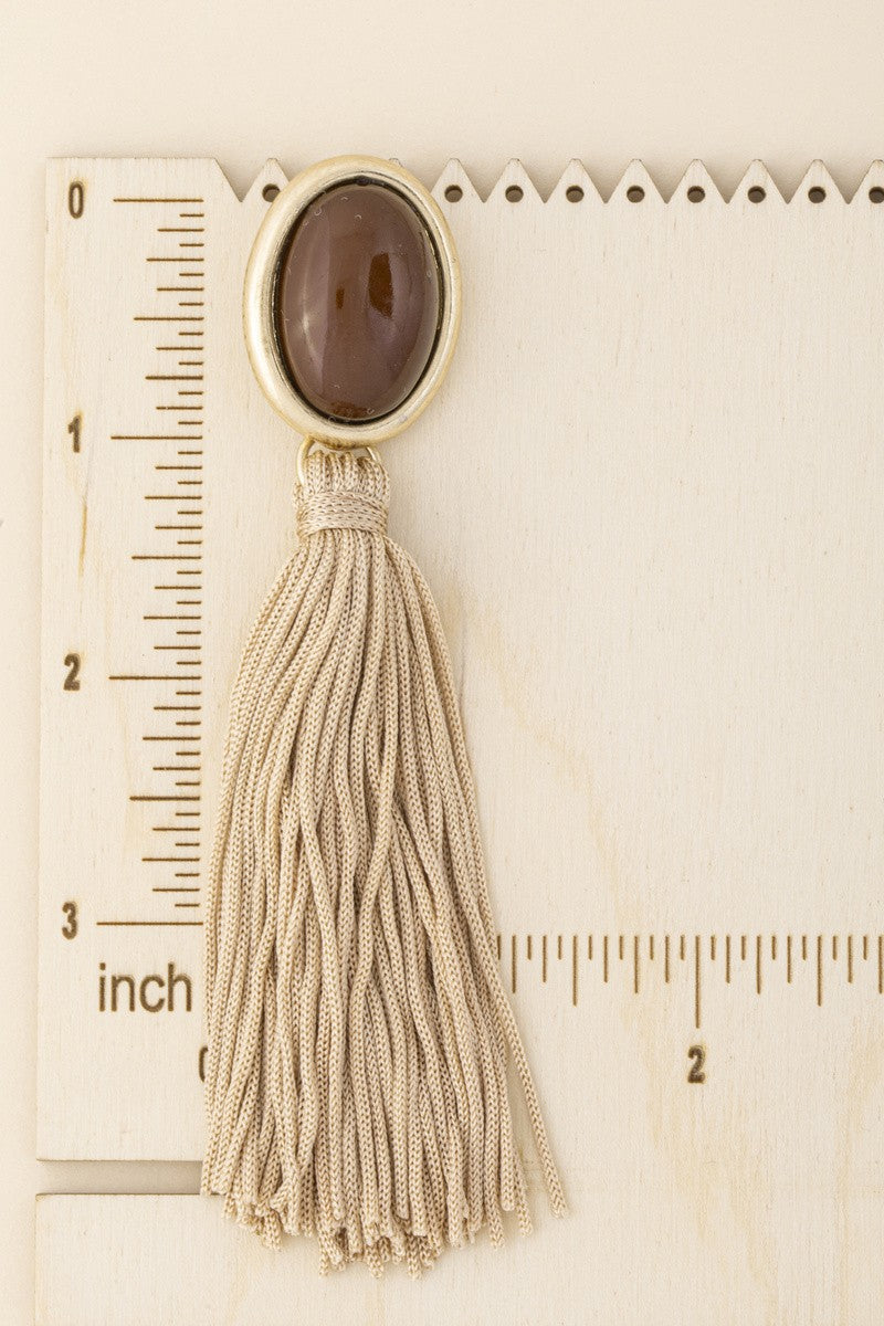 Oval Tassel Drop Earrings