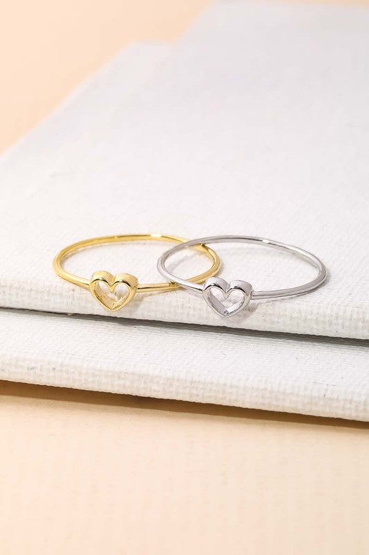Dainty Open Heart Shape Fashion Ring