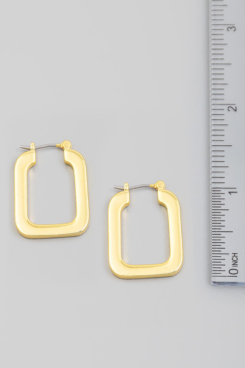 Gold Square Huggie Hoops