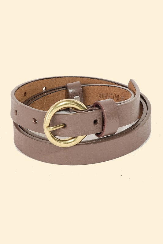 Circle Buckle Leather Belt
