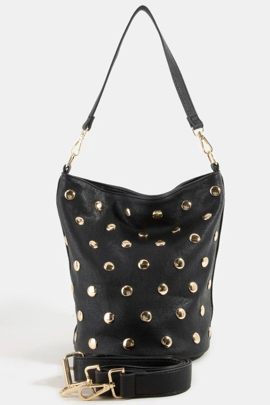 Studded Leather Bucket Bag