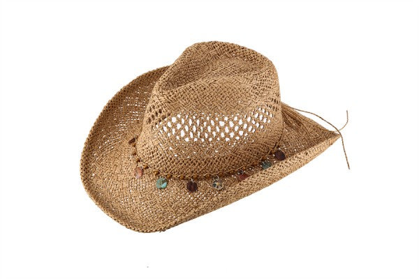 Shell Charm Straw Cowboy Hat