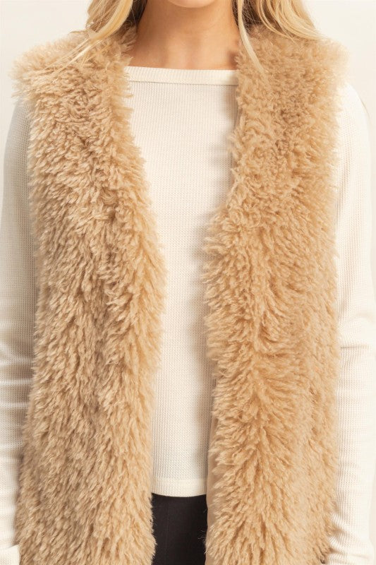 Toasted Almond Fuzzy Vest