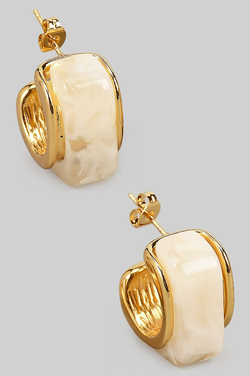 Glossy Marble Square Hoops