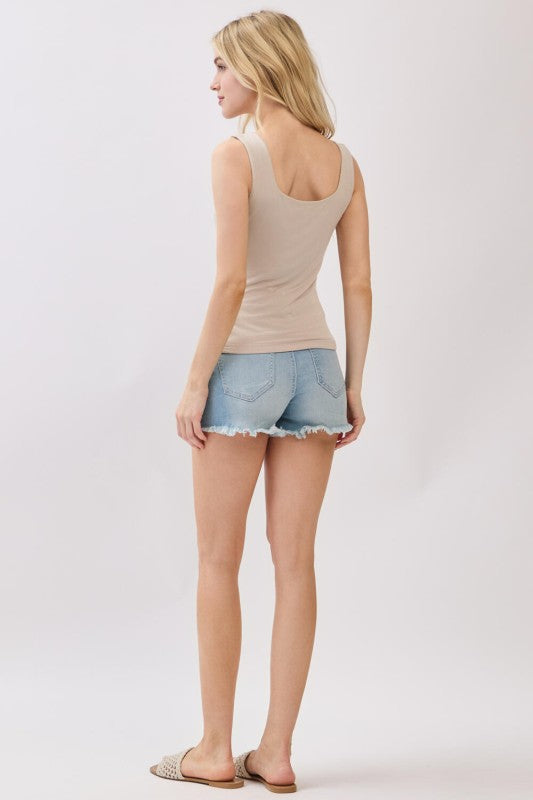 Double Layer Square Neck Sleeveless Tank Top