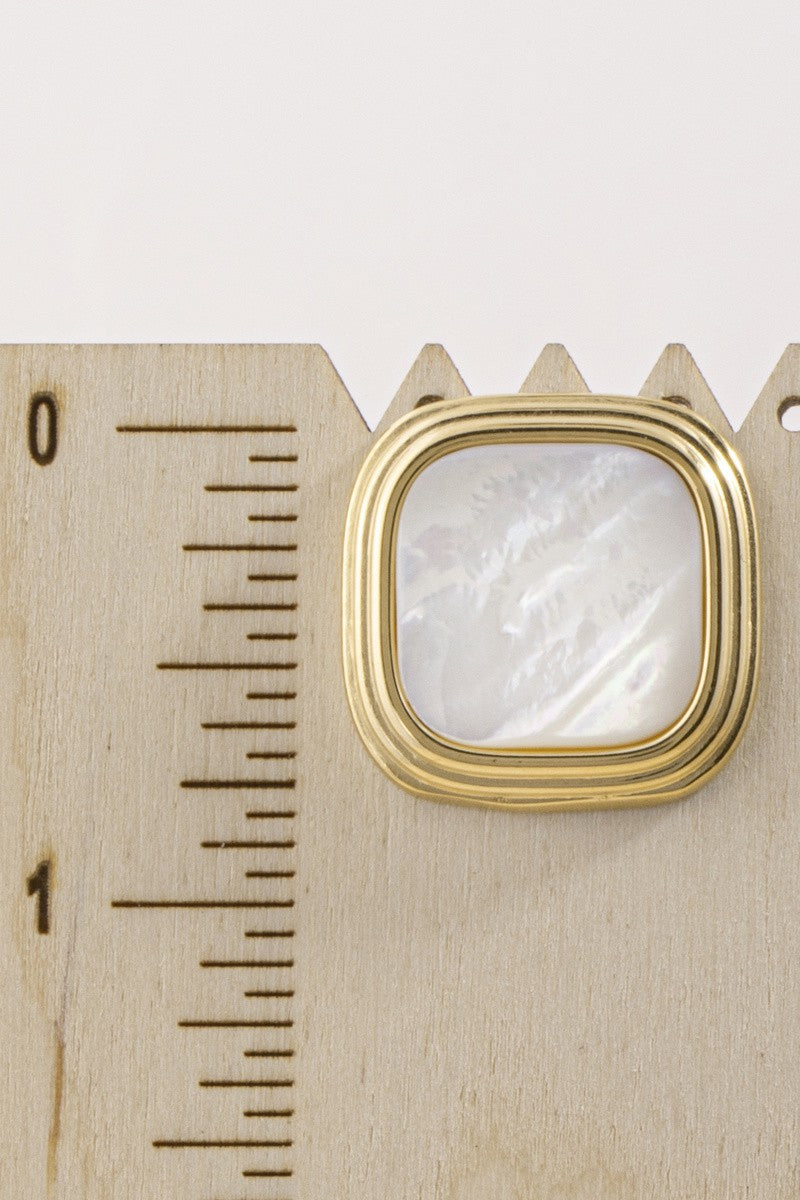 Mother Of Pearl Square Stud Earrings