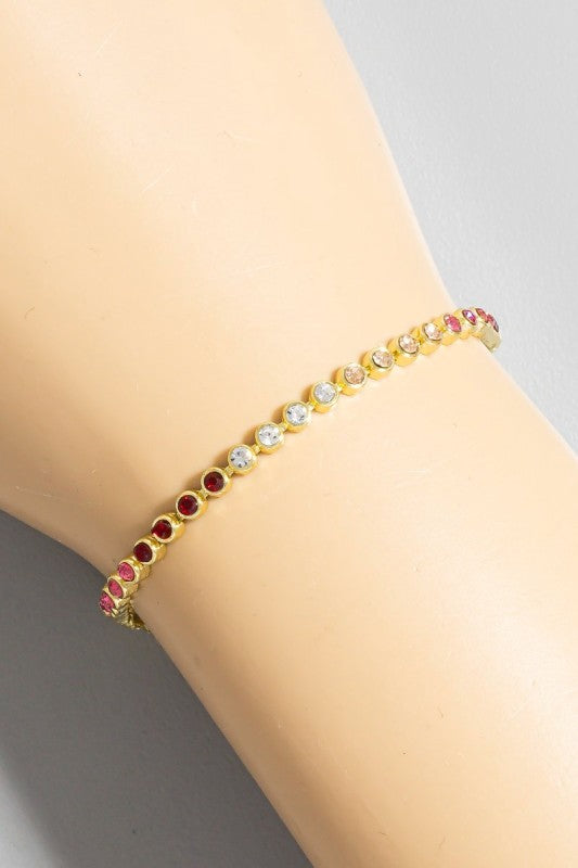 Gold Dipped Gradient Pink Tones Tennis Bracelet