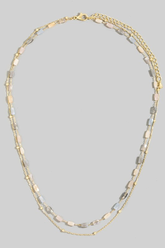 Glass Beads Layered Dainty Chain Necklace